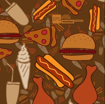 Cartoon food pattern design vector 03