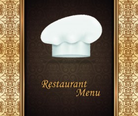 Chef hat and restaurant menu cover design vector 01