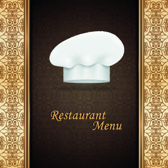 Chef hat and restaurant menu cover design vector 01