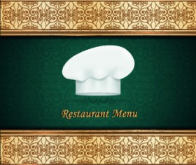 Chef hat and restaurant menu cover design vector 02