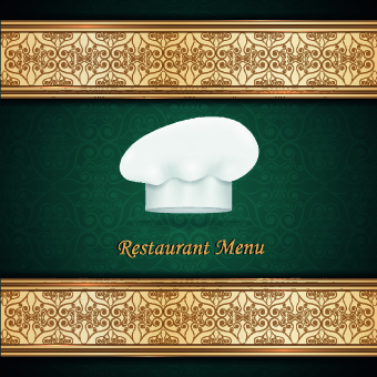 Chef hat and restaurant menu cover design vector 02