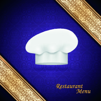 Chef hat and restaurant menu cover design vector 03