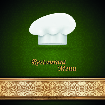 Chef hat and restaurant menu cover design vector 04