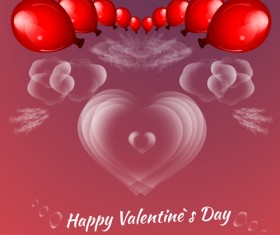 Cloud heart and balloons valentine background vector