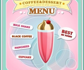 Coffee and dessert menu cover vector