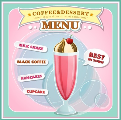 Coffee and dessert menu cover vector