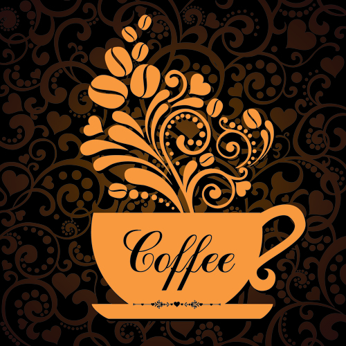 Download Coffee cup with floral background vector 01 free download