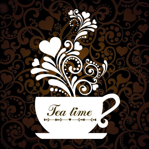 Coffee cup with floral background vector 03