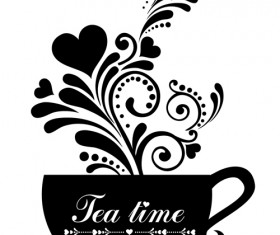 Coffee cup with floral background vector 04