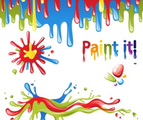 Colored paint objects design elements vector 02