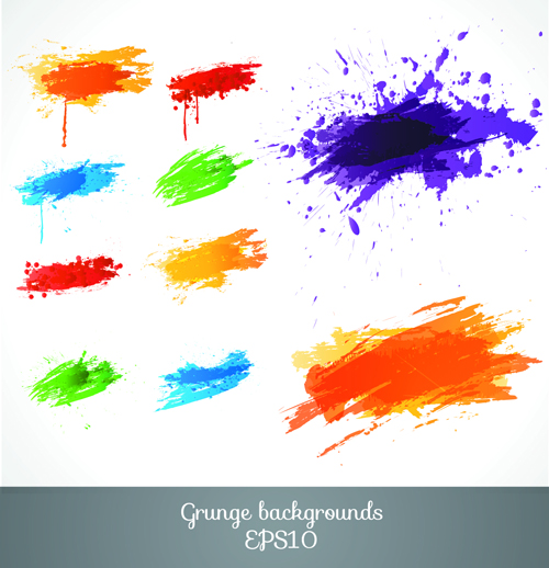 Colored paint splashes grunge vector background 01