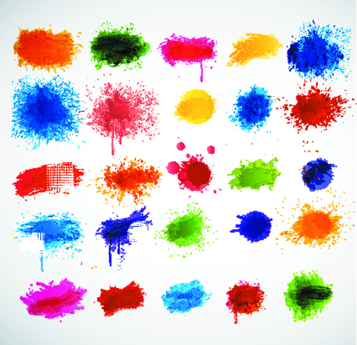 Colored paint splashes grunge vector background 02