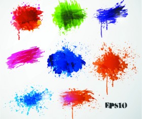 Colored paint splashes grunge vector background 03