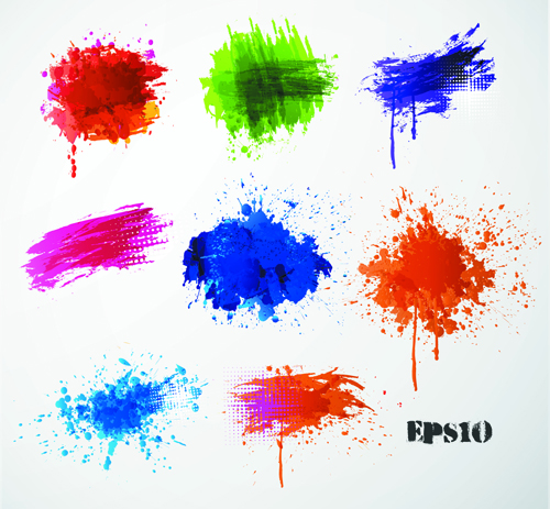 Colored paint splashes grunge vector background 03