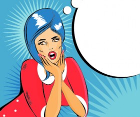 Comic people face with text cloud design vector 01