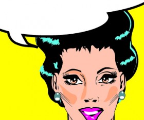 Comic people face with text cloud design vector 03