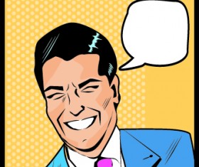 Comic people face with text cloud design vector 04