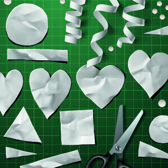 Creative Valentines Day paper cut object vector 02