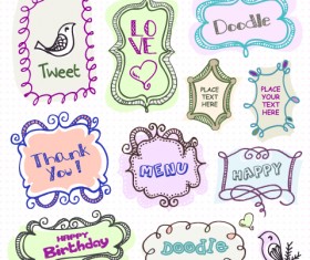 Cute baby hand drawn frames vector 03