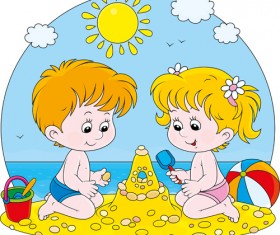 Cute kids playing design vector 01