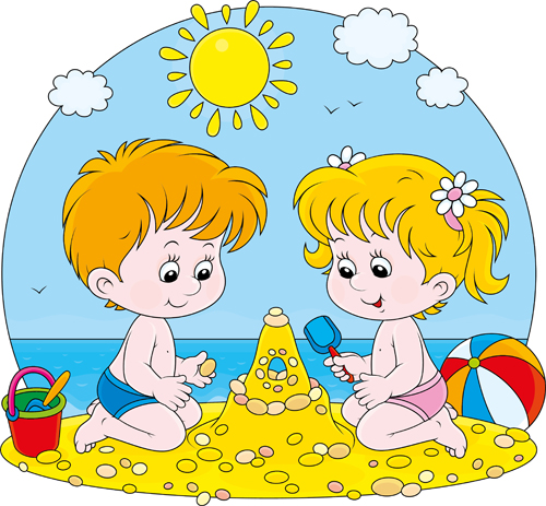 Cute kids playing design vector 01
