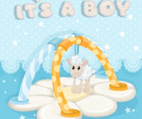 Cute sheep baby card vector 01