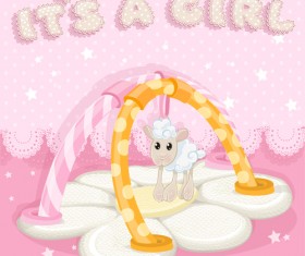 Cute sheep baby card vector 02