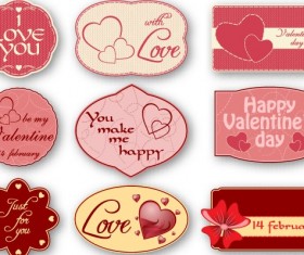Cute valentine labels vector