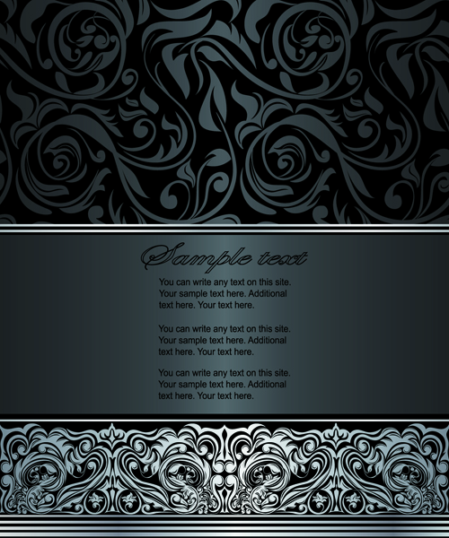 Dark style floral vintage backgrounds vector graphics 01