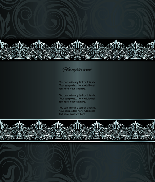 Dark style floral vintage backgrounds vector graphics 02