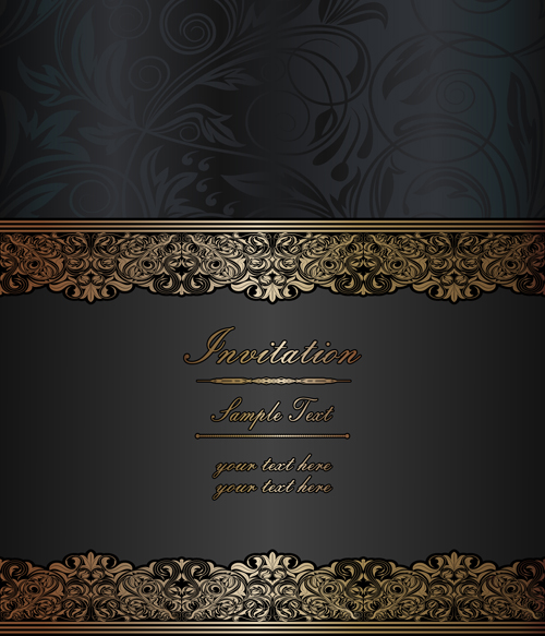 Dark style floral vintage backgrounds vector graphics 03