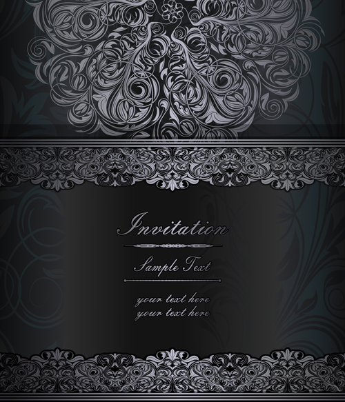 Dark style floral vintage backgrounds vector graphics 04