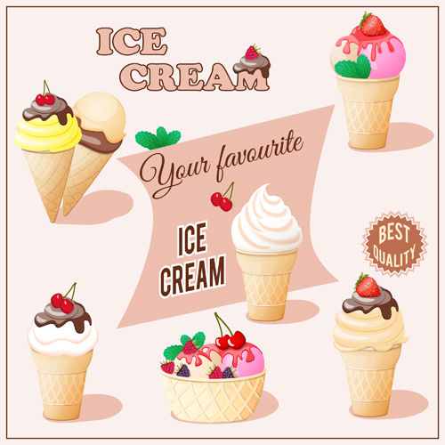 Different delicious ice cream vector