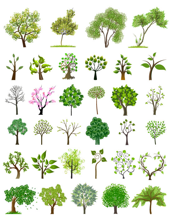 Different trees creative design vector
