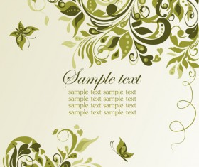 Elegant green floral vector background 01
