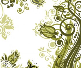 Elegant green floral vector background 02
