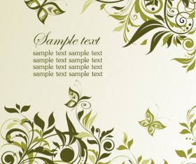 Elegant green floral vector background 03