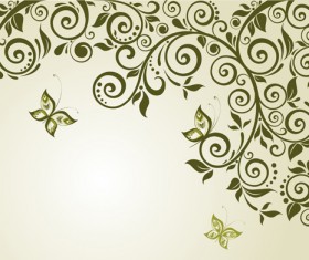 Elegant green floral vector background 04