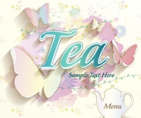 Elegant tea menu cover design vector