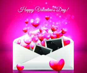 Envelope and Valentines Day vector background