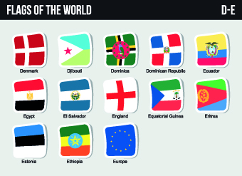 World flags stickers design vector set 03