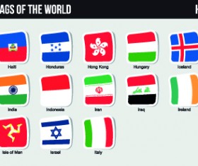 World flags stickers design vector set 04