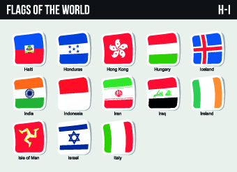 World flags stickers design vector set 04
