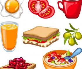 Fruit drinks food vector graphic set 02
