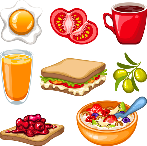 Fruit drinks food vector graphic set 02