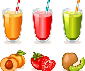 Fruit drinks food vector graphic set 04