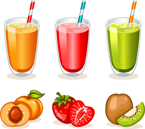 Fruit drinks food vector graphic set 04