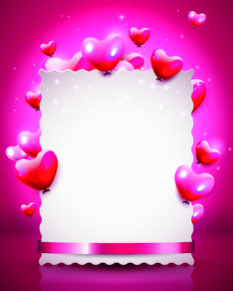 Glass texture heart with paper Valentines Day background 01