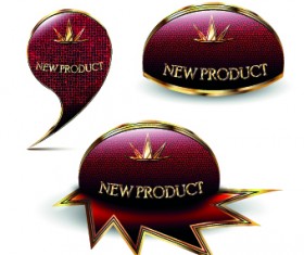 Glowing new product labels vector material 01