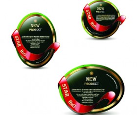 Glowing new product labels vector material 02